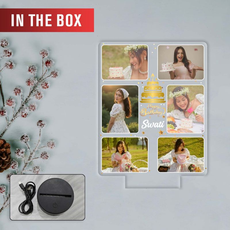 Birthday Collage UV Print Lamp with Warm White Light  Unique Birthday Surprise Gift for Sister, Wife, or Girlfriend